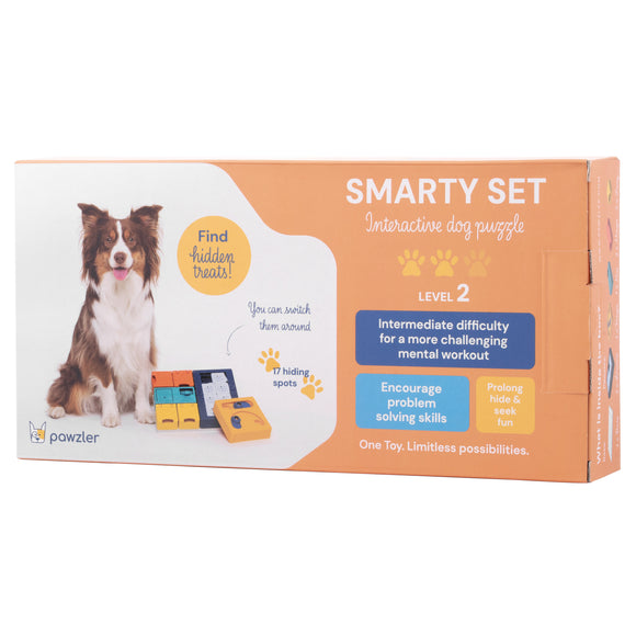 Pawzler Interactive Dog Puzzle Smarty Set – Modular Enrichment Toy, 7-Piece Brain Challenge