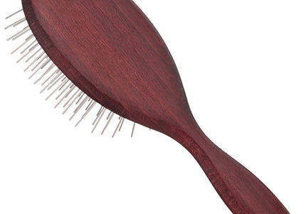 Blovi Red Wood Large Pin Brush – Oval Design with 35mm Metal Pins, Ideal for Long Coats