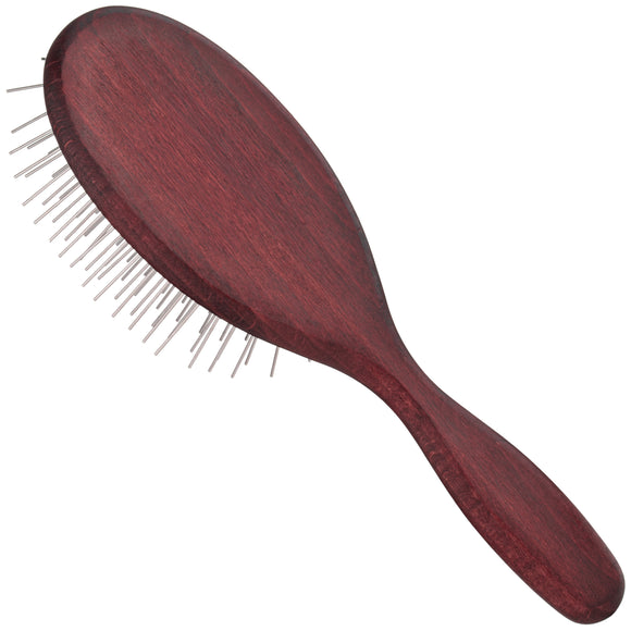 Blovi Red Wood Large Pin Brush – Oval Design with 35mm Metal Pins, Ideal for Long Coats