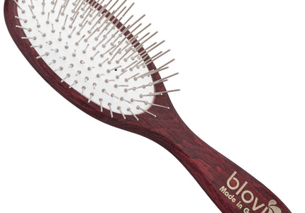Blovi Red Wood Small Pin Brush – Soft Wooden Grooming Brush with 21mm Metal Pins