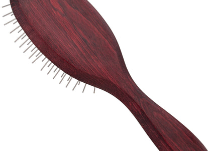 Blovi Red Wood Small Pin Brush – Soft Wooden Grooming Brush with 21mm Metal Pins