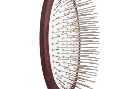 Blovi Red Wood Small Pin Brush – Soft Wooden Grooming Brush with 21mm Metal Pins