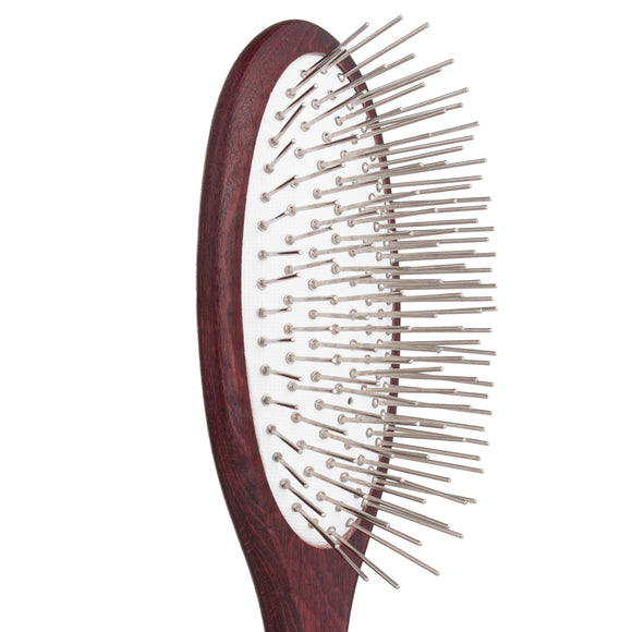 Blovi Red Wood Small Pin Brush – Soft Wooden Grooming Brush with 21mm Metal Pins
