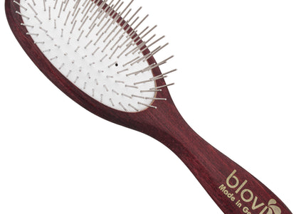 Blovi Red Wood Small Pin Brush – Compact Oval Design with Short 20mm Pins for Gentle Grooming