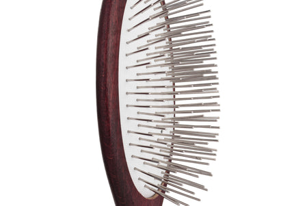 Blovi Red Wood Small Pin Brush – Compact Oval Design with Short 20mm Pins for Gentle Grooming