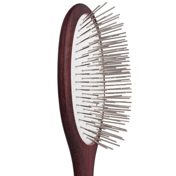 Blovi Red Wood Small Pin Brush – Compact Oval Design with Short 20mm Pins for Gentle Grooming