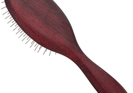 Blovi Red Wood Small Pin Brush – Compact Oval Design with Short 20mm Pins for Gentle Grooming
