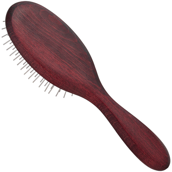 Blovi Red Wood Small Pin Brush – Compact Oval Design with Short 20mm Pins for Gentle Grooming
