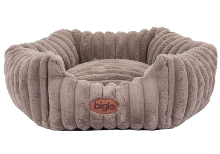 Biglo Cobe Hexagon Mocca Pet Bed – Elegant Soft Coffee-Colored Design, Large Size