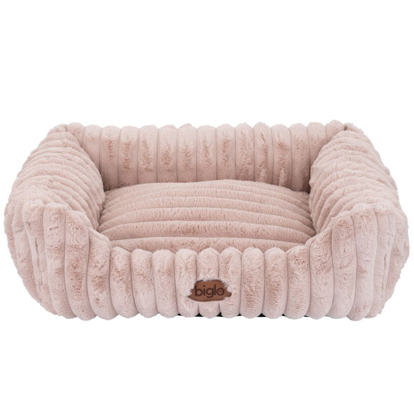 Biglo Cobe Pink Dog Bed Sofa – Comfortable Soft Cushion, Medium Size, Pink