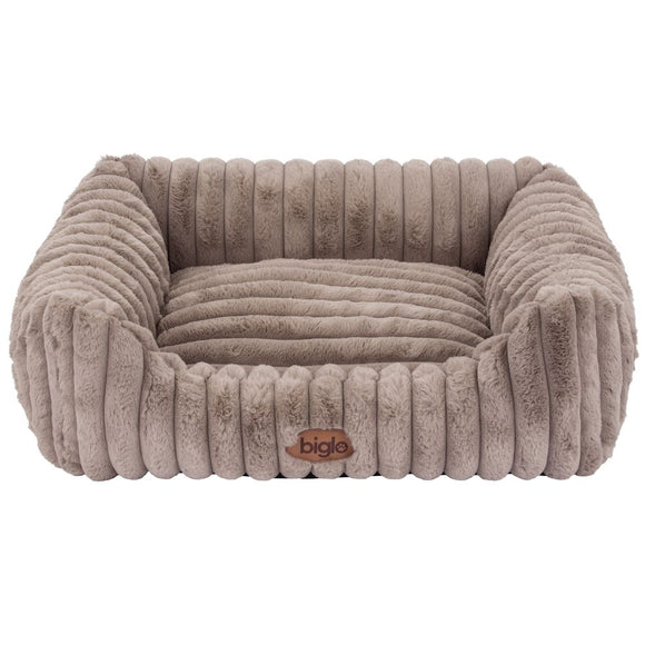Biglo Cobe Mokka Dog Bed Sofa – Comfortable Soft Cushion, Coffee Color, Medium Size