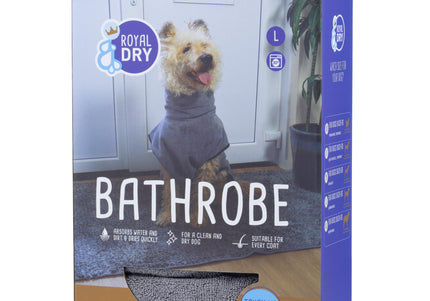 Royal Dry Microfiber Bathrobe – Absorbent Gray Towel Robe, Large, Quick-Dry Comfort