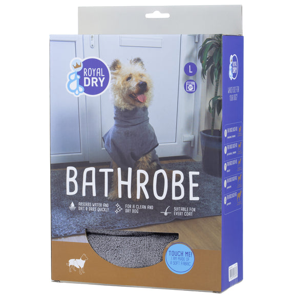 Royal Dry Microfiber Bathrobe – Absorbent Gray Towel Robe, Large, Quick-Dry Comfort