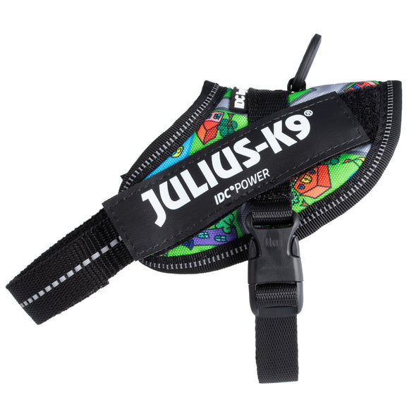 Julius-K9 IDC Powerharness Daycare – Reflective Dog Harness, Colorful Town Pattern, Size 1