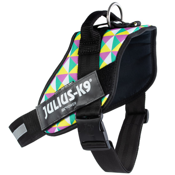 Julius-K9 IDC Powerharness Retro – Reflective Dog Harness with Colorful Triangle Design, Size 0