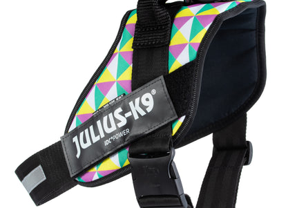 Julius-K9 IDC Powerharness Retro – Reflective Dog Harness with Colorful Triangle Design, Size 0