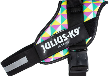 Julius-K9 IDC Powerharness Retro – Reflective Dog Harness with Colorful Triangle Design, Size 0