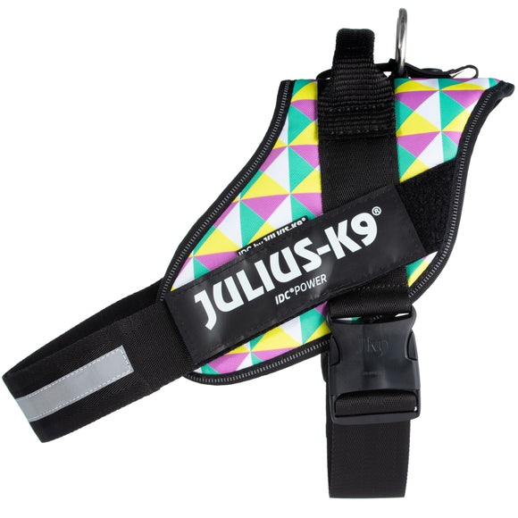 Julius-K9 IDC Powerharness Retro – Reflective Dog Harness with Colorful Triangle Design, Size 0