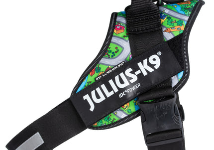 Julius-K9 IDC Powerharness Daycare – Reflective Dog Harness, Colorful Town Pattern, Size 1