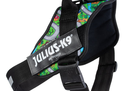 Julius-K9 IDC Powerharness Daycare – Reflective Dog Harness, Colorful Town Pattern, Size 1
