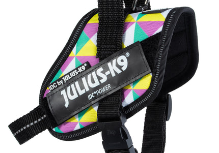Julius-K9 IDC Powerharness Retro – Reflective Dog Harness with Colorful Triangle Design, Size 0
