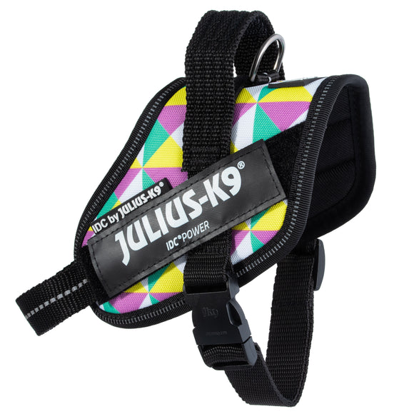 Julius-K9 IDC Powerharness Retro – Reflective Dog Harness with Colorful Triangle Design, Size 0