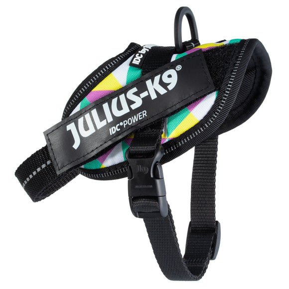 Julius-K9 IDC Powerharness Retro – Reflective Dog Harness with Colorful Triangle Design, Size 0