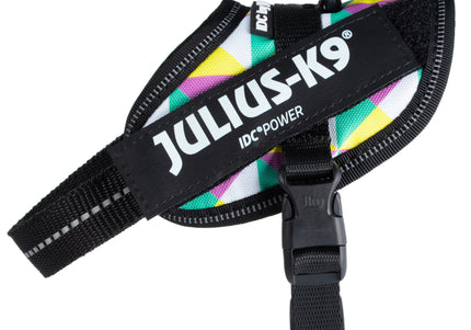 Julius-K9 IDC Powerharness Retro – Reflective Dog Harness with Colorful Triangle Design, Size 0