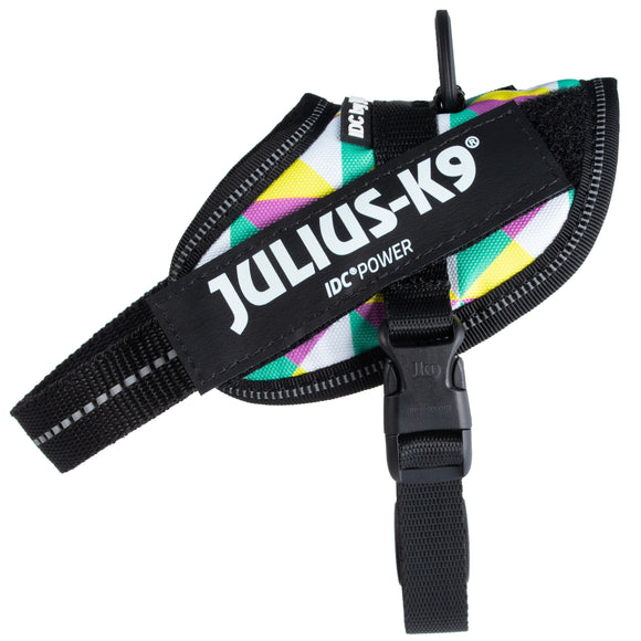 Julius-K9 IDC Powerharness Retro – Reflective Dog Harness with Colorful Triangle Design, Size 0