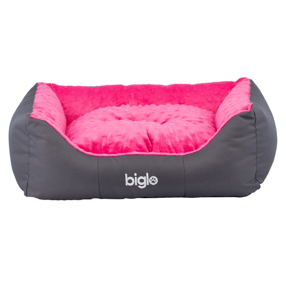 Biglo Milano Minky Pink Dog Bed – Large, Ultra-Soft, Comfortable Plush Design