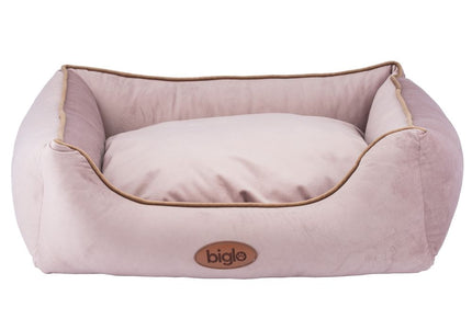 Biglo Velur Love Pink Velvet Pet Bed – Elegant Rectangular Design, Medium, Dirty Pink
