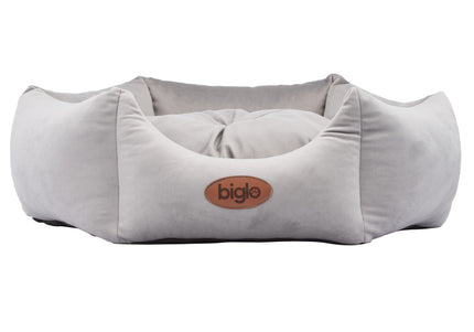 Biglo Velur Love Light Grey Velvet Pet Bed – Elegant Hexagon Shape, Medium Size