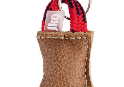 Julius-K9 Leather Keychain – Classic Brown Accessory with Durable Metal Ring