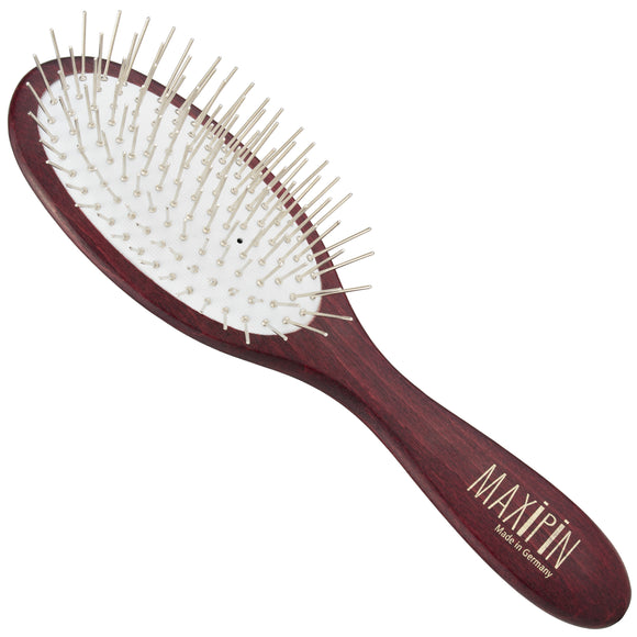 Maxi Pin Small Oval Grooming Brush – Ultra Soft 17mm Metal Pins for Gentle Brushing