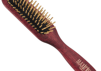 Maxi Pin Wood Brush – Narrow Grooming Brush with 15mm Wooden Pins, Gentle Detangling