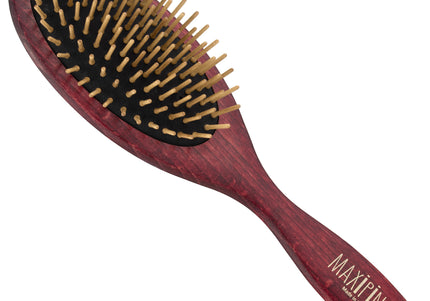 Maxi Pin Wood Brush Large – Oval Grooming Brush with 15mm Wooden Pins, Ergonomic Design