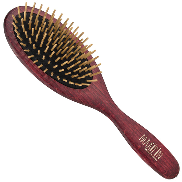 Maxi Pin Wood Brush Large – Oval Grooming Brush with 15mm Wooden Pins, Ergonomic Design