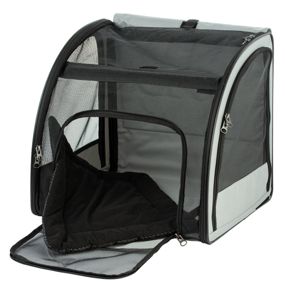 Flamingo Car Seat Rey – Airy Gray Pet Carrier, Lightweight Design, Up to 8kg, 45x39x41cm