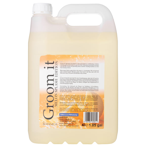 Botaniqa Groom It Melon Shampoo – Gentle Cleansing Formula with Melon Scent, 4L