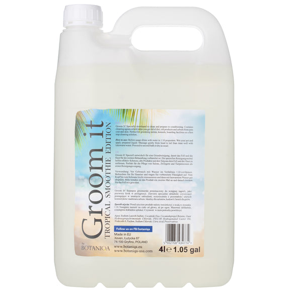 Botaniqa Groom It Shampoo Tropical Smoothie – Gentle Cleansing Formula with Tropical Scent, 4L