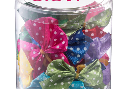 Blovi Polka Dot Satin Grooming Bows – Colorful Elastic Set, 25 Pieces