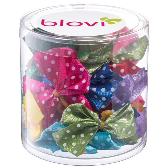 Blovi Polka Dot Satin Grooming Bows – Colorful Elastic Set, 25 Pieces