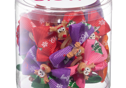 Blovi Christmas Reindeer Grooming Bows – Festive Elastic Band Set, 25 Pieces