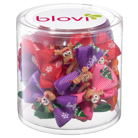 Blovi Christmas Reindeer Grooming Bows – Festive Elastic Band Set, 25 Pieces