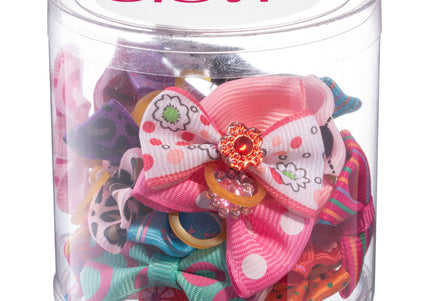 Blovi Grooming Bow Elastics – Mixed Pattern Set, Durable and Flexible, 25 Pieces