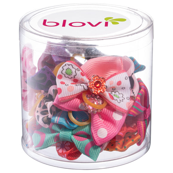 Blovi Grooming Bow Elastics – Mixed Pattern Set, Durable and Flexible, 25 Pieces