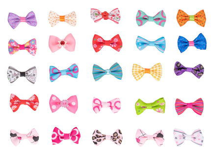 Blovi Grooming Bow Elastics – Mixed Pattern Set, Durable and Flexible, 25 Pieces