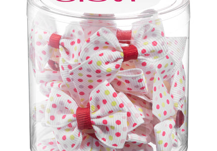 Blovi Polka Dot Grooming Bows – White Elastic Set, 25 Pieces, Decorative and Secure
