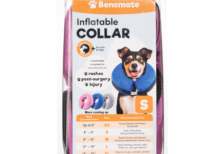 Bencmate Inflatable Recovery Collar Pink – Plush, Comfortable Inflatable Design, Large Size