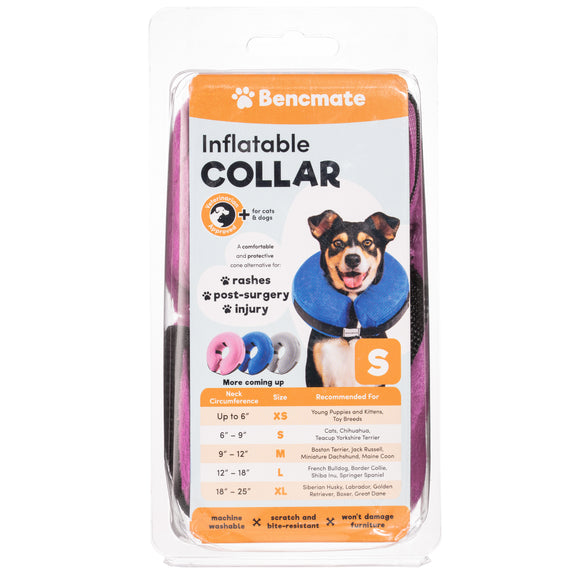 Bencmate Inflatable Recovery Collar Pink – Plush, Comfortable Inflatable Design, Large Size